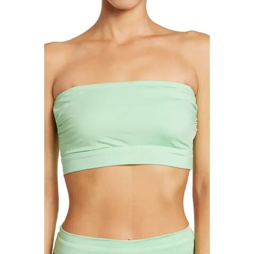 BECCA Bandeau Halter Bikini Top Womens BNWOT Green Removable Strap